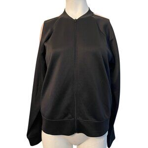 Mossimo Womens Small Activewear Jacket Black Pink Stripe Full Zip Stretch NWT